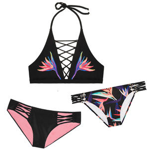 Victoria's Secret swim set Embroidered highneck